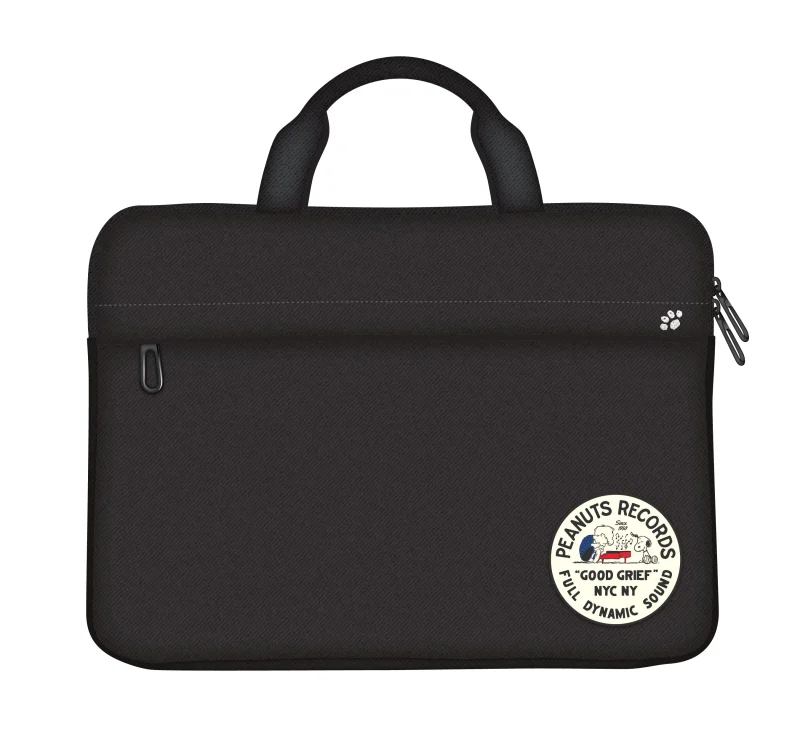 black records laptop case with peanuts design scaled