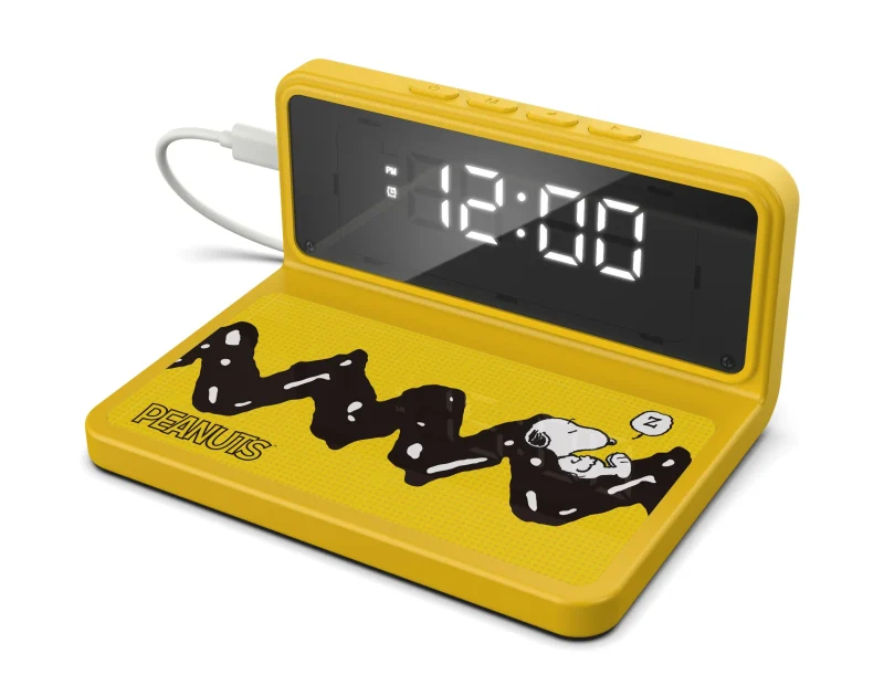 charlie brown alarm clock with wireless charger