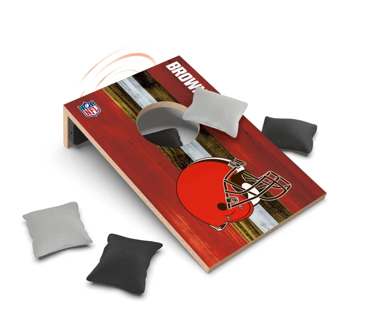 cleveland browns nfl cornhole set with bluetooth speaker scaled