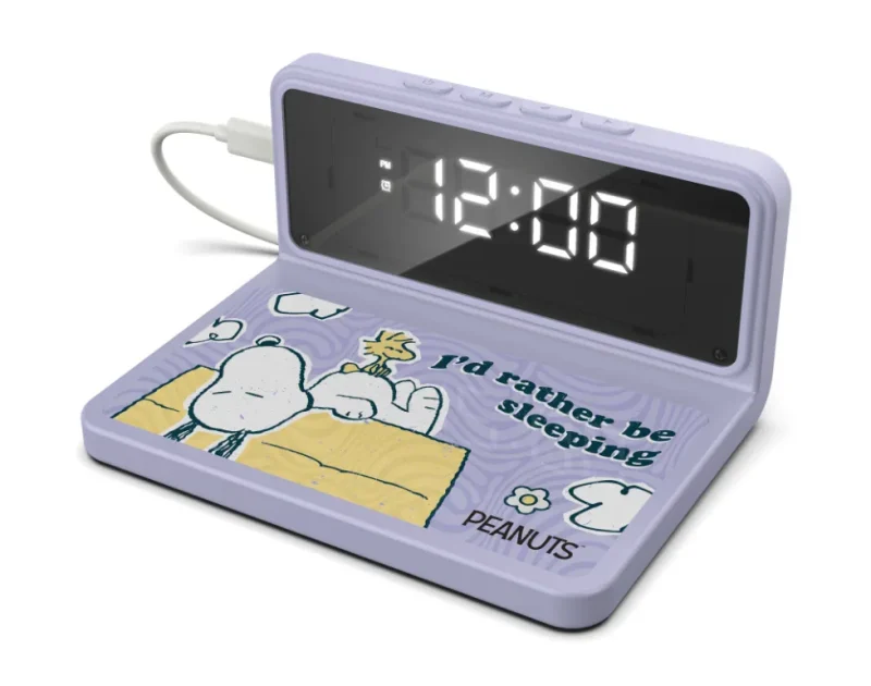 groovy peanuts alarm clock wireless charger