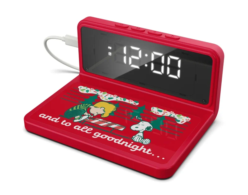 holiday peanuts alarm clock wireless charger