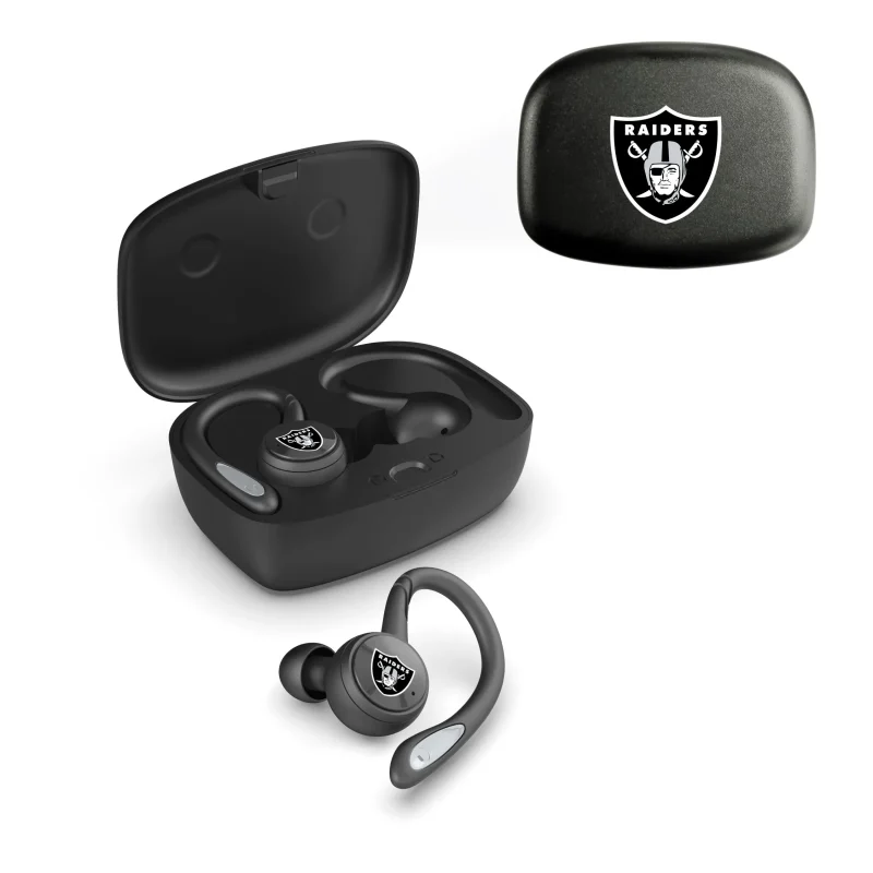 las vegas raiders true wireless earbuds nfl bluetooth sport earphones