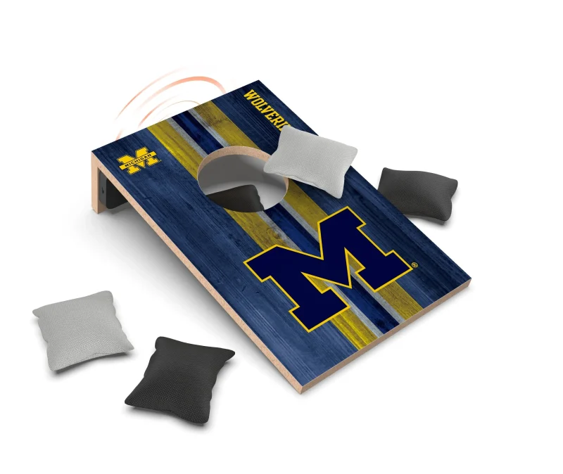 michigan wolverines cornhole set bluetooth speaker scaled