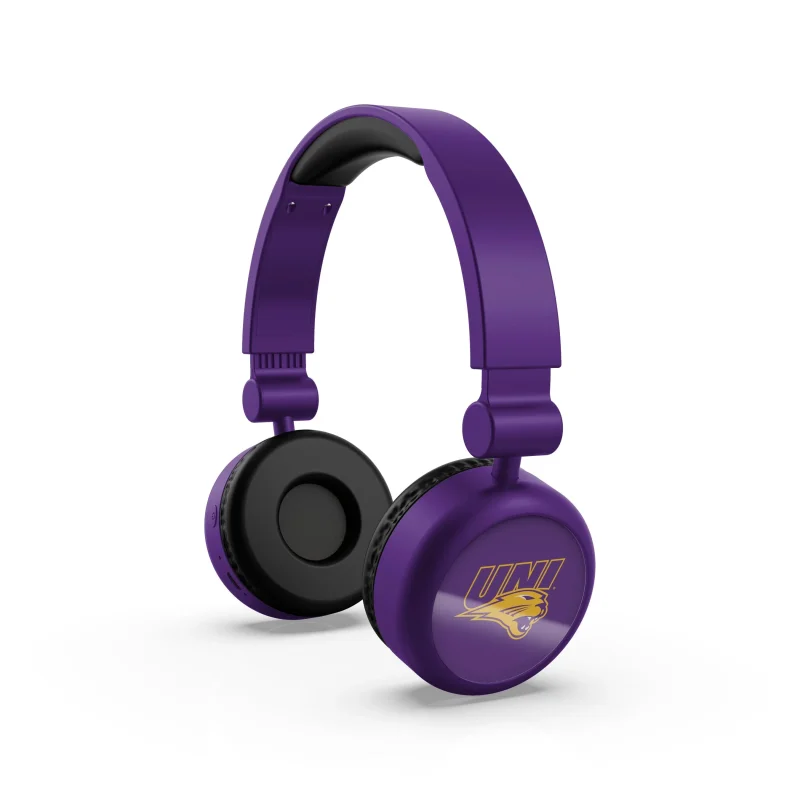 northern iowa panthers bluetooth on ear headphones scaled