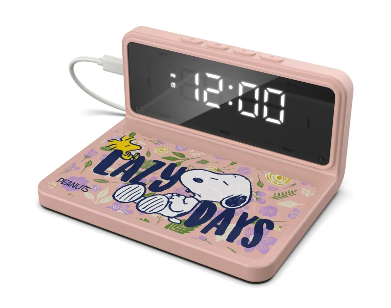 pink floral alarm clock wireless charger