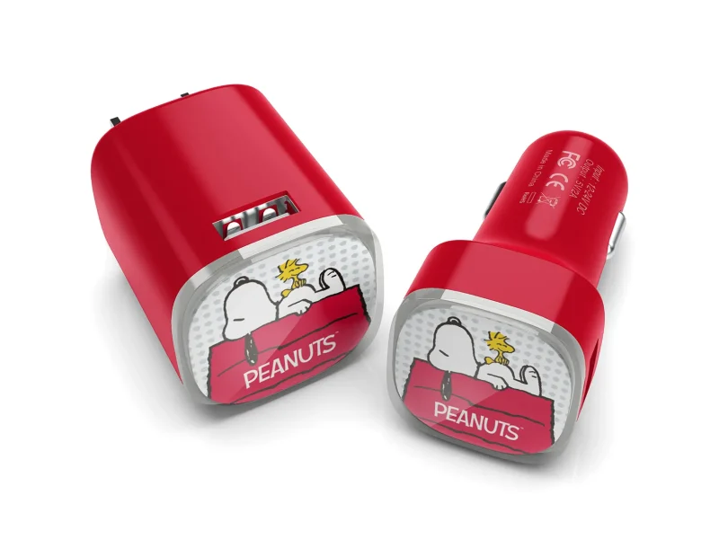 snoopy car wall charger combo essential peanuts power solution