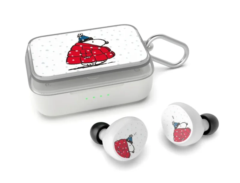 snoopy white puffer earbuds true wireless