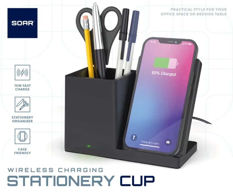 soar wireless charger pen holder