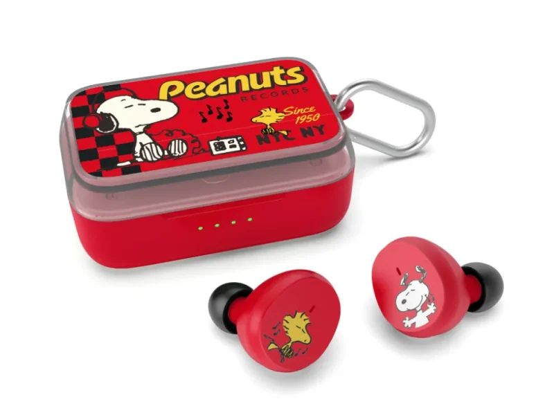 true wireless bluetooth earbuds by peanuts red records