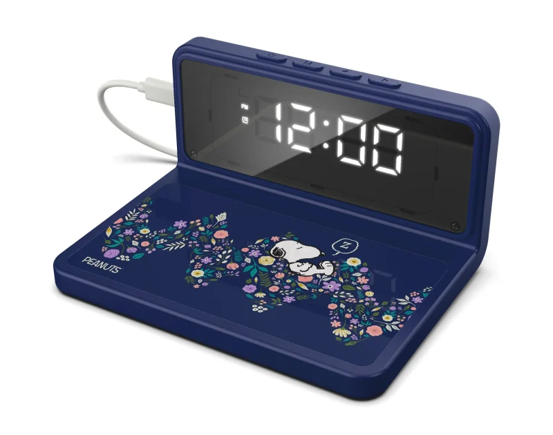 violet floral alarm clock wireless charger peanuts in bloom